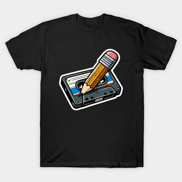 Cassette and Pencil V2 T-Shirt by PopCultureShirts